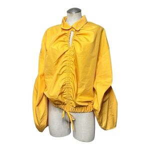 LOVE Highlight Bright Yellow Cropped Ruched long sleeve top SZ XL